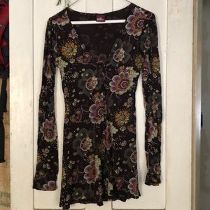 Twist front cotton floral tunic